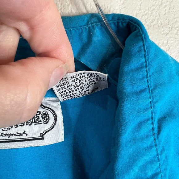 Dakota Rodeo Women Embroidered Button Down Shirt Sleeveless Blue Medium Fringe - Picture 8 of 11